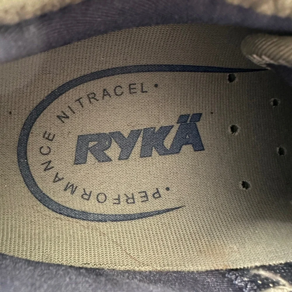 Ryka Nitracel Walking Shoes Womens 8 White Navy Blue Good Bungee Toggle Sneakers